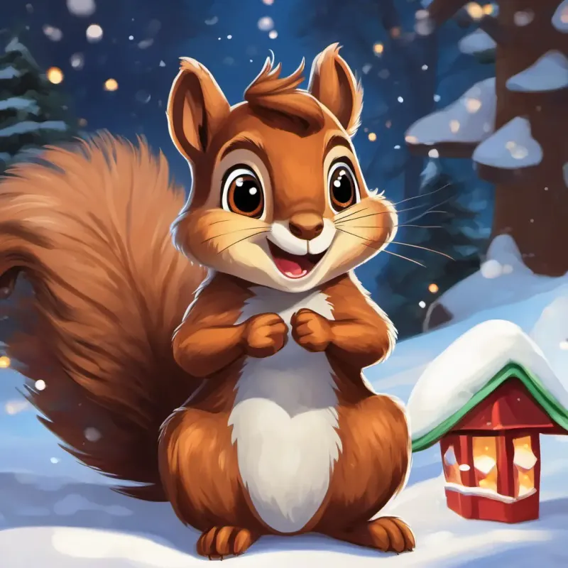 A brown squirrel with a mischievous glint in his eyes's reaction and realization about his friends' prank.