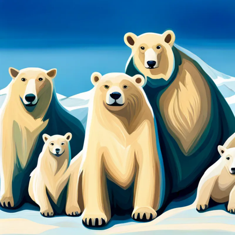 Max surrounded by other polar bears, showing unity