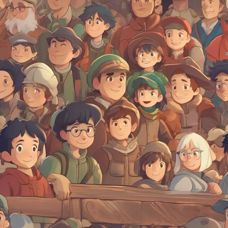 Tim looking proud with his teammates, illustrating the story's moral about courage and determination.