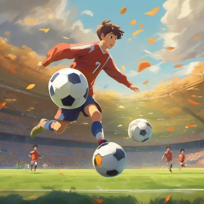 The soccer game in action, with the ball flying quickly across the field.