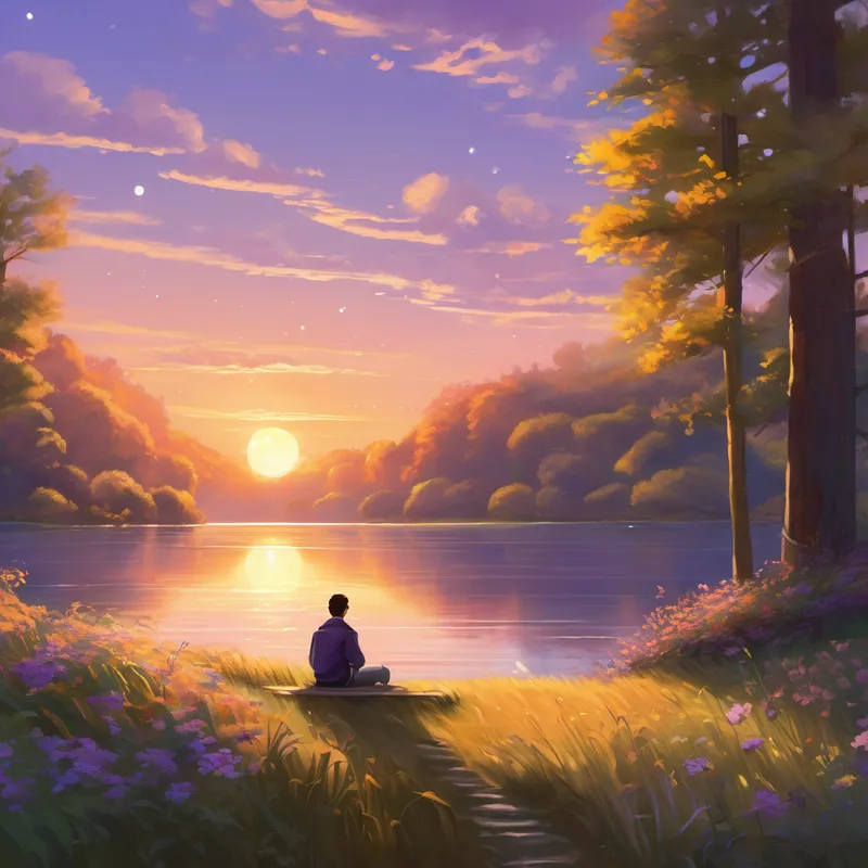 Mesmerized by the tranquility, Ken sat beside the lake, feeling the gentle touch of the wind against his cheeks. The sun began to set, casting a warm glow that danced upon the water's mirrored skin. Ken watched in awe as nature painted the sky with hues of gold and violet, creating a masterpiece that touched his soul. As he sat immersed in nature's gentle embrace, Ken felt a profound sense of connection. He realized that gentleness lived within every living thing, waiting to be awakened and shared. It was in the gentle touch of a kind word, the silent understanding between two souls, and the beauty that blossomed when hearts were open.