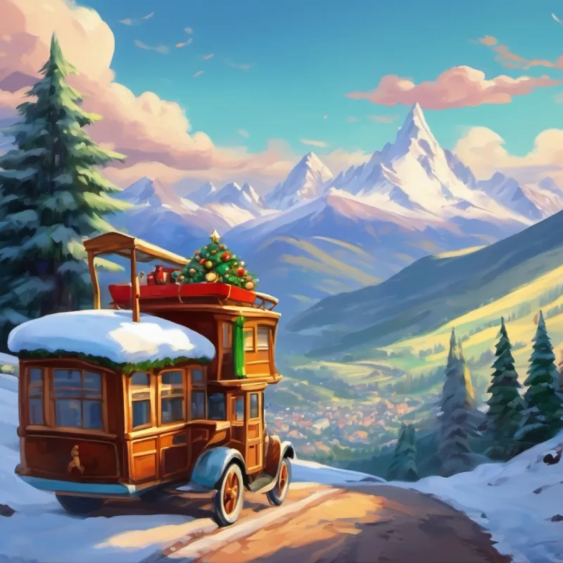 Setting off on an adventure, mountains in view.
