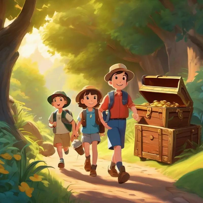 Family starting their treasure hunt adventure together.