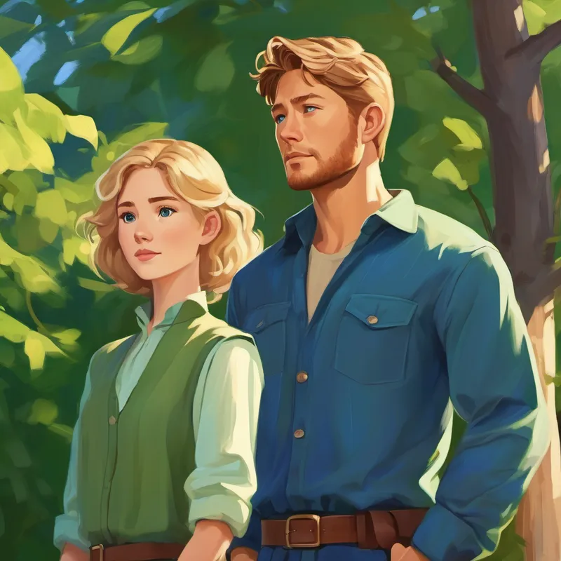 Jean had brown hair and wore blue clothes. and Jensen had blond hair and wore green clothes. standing tall and confidently