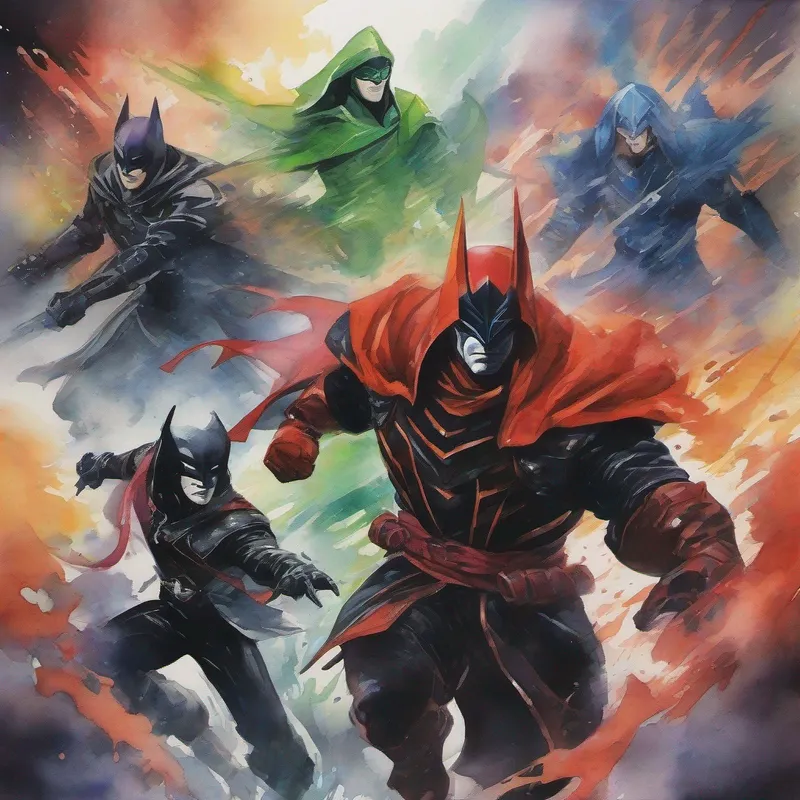 The intense battle between the Chroma Champions and the Shadow Syndicate.