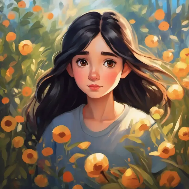 Kind girl with big brown eyes and long black hair coping with the bullying by focusing on hobbies.