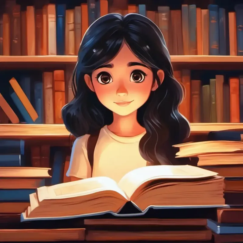 Kind girl with big brown eyes and long black hair shares her experience, bonds over books.