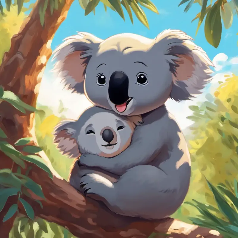 Booble Bob in Australia, hugging a furry koala on a sunny day.