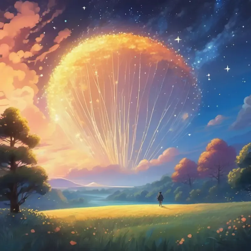 Arriving at a sparkling clearing and learning to soar through the night sky