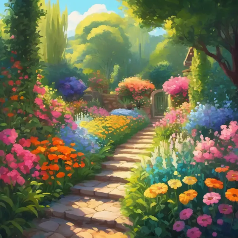 Discovery of a vibrant, flower-filled garden.