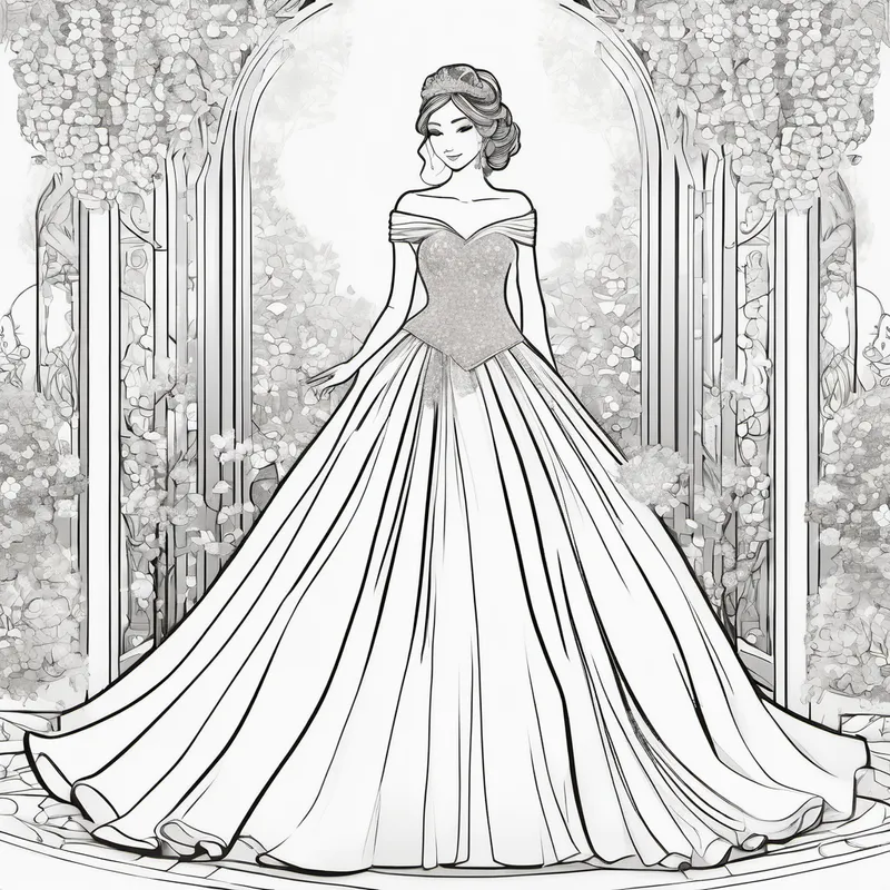 The bride in a glittering white dress