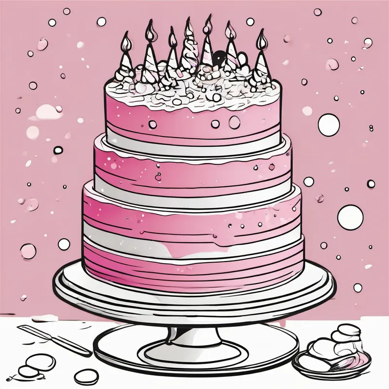 A big cake with pink frosting and sprinkles