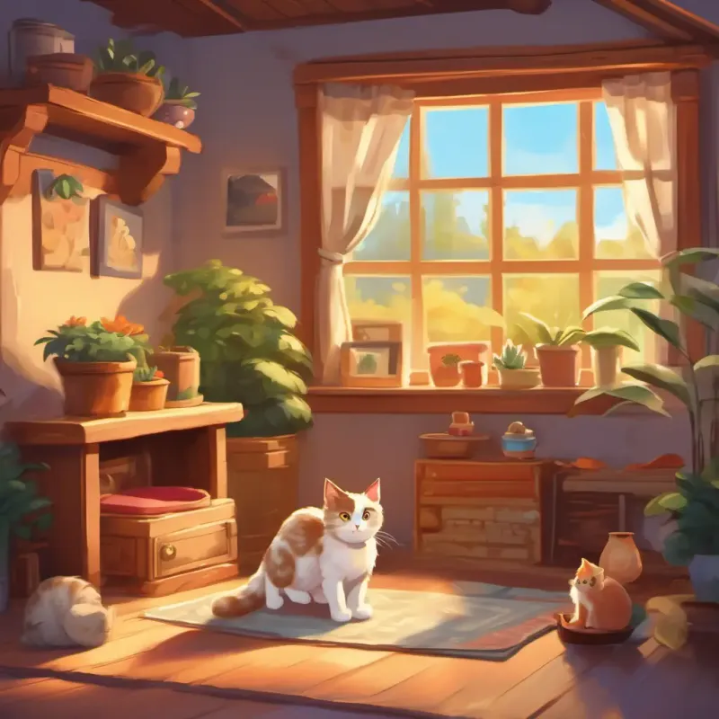 Introducing the kitten family in their home, warm and cozy setting.