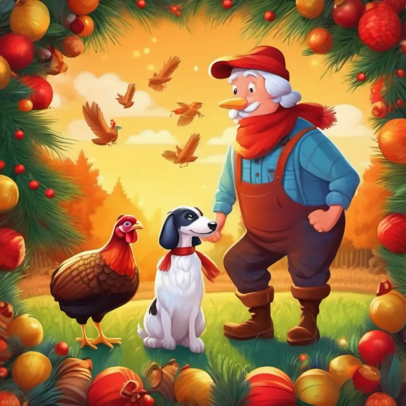 The farmer provides a permanent, warm solution for Colorful turkey with a flair for dancing and a kind heart and the puppy.