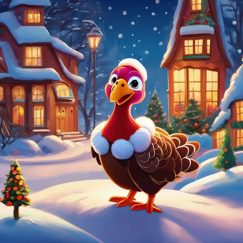 Ending with Colorful turkey with a flair for dancing and a kind heart and the puppy happily settled for the winter.