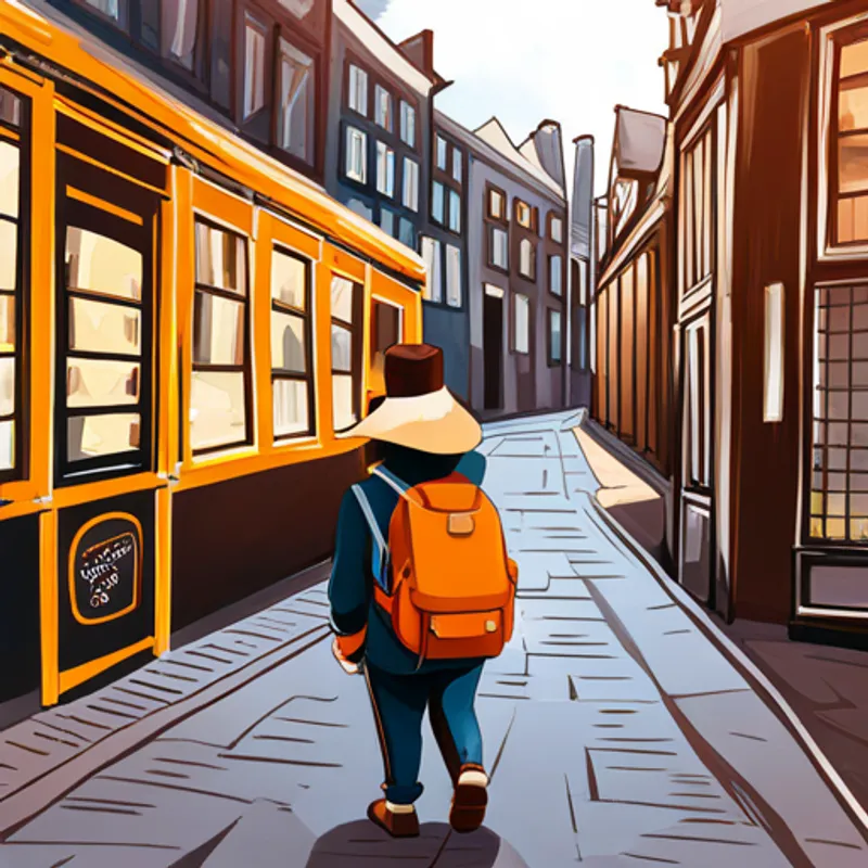 Bruno exploring the streets of Amsterdam, filled with wonder