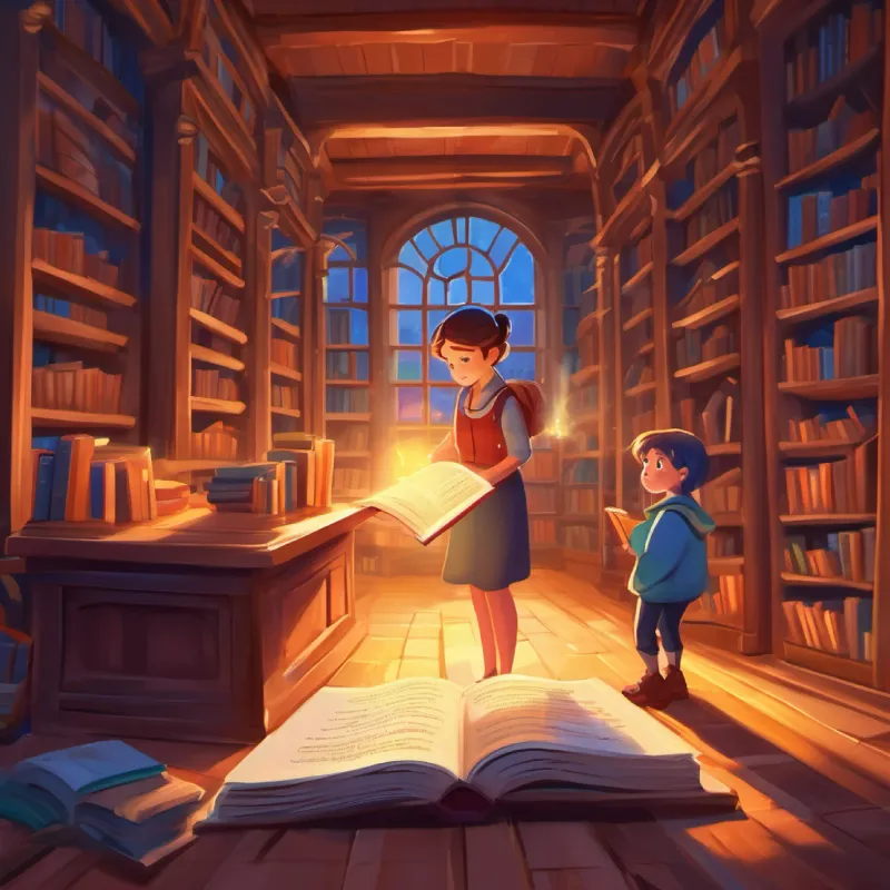Finding a magical book in the library.