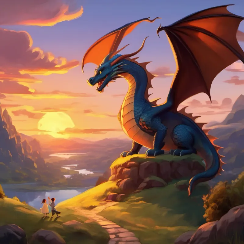 Storytelling with the dragons at sunset.