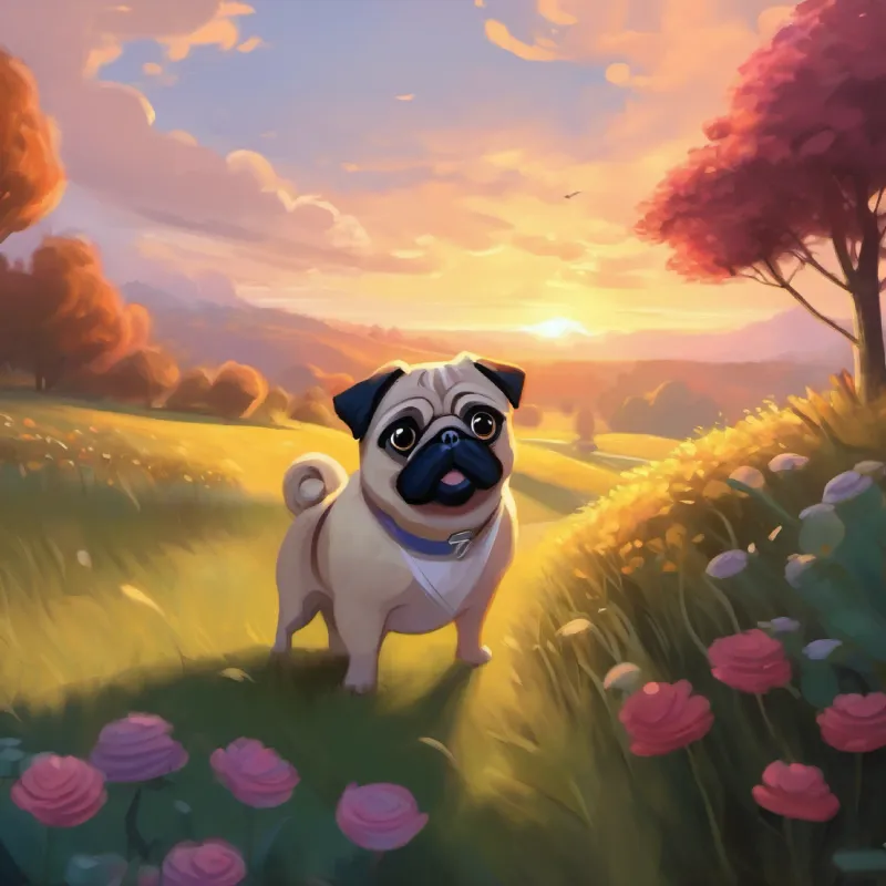 Bella approaches Pug and offers to play.