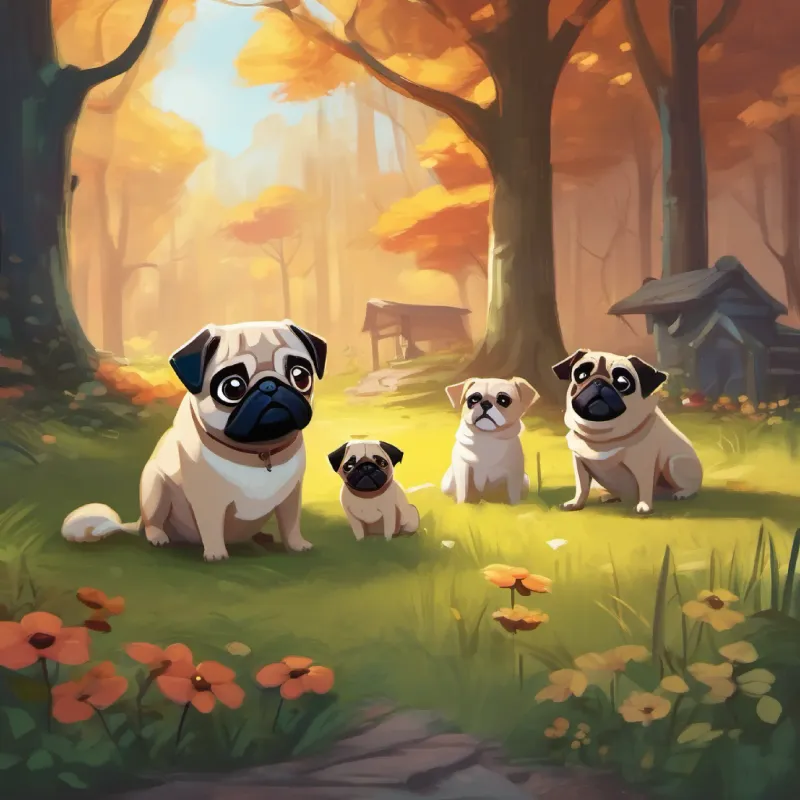 Pug and the dogs take a break and chat.