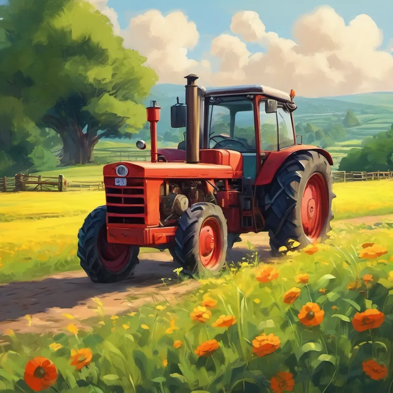 Disappointed, Can sat down and sighed. He couldn't believe that he couldn't see the tractors today. But his mother comforted him and said, 'Don't worry, Can. The tractors will be back tomorrow. Tractorland is where they go to rest and have fun. They will come back with exciting stories to tell.'