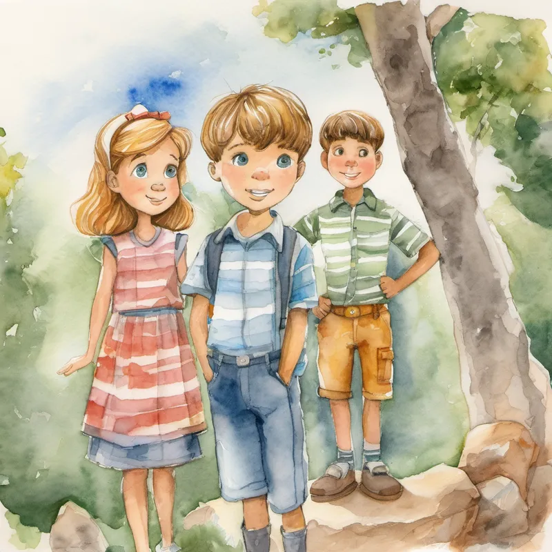 The boy named Andy held up the marble in his hand in front of Boy Timmy and Girl Lily.
