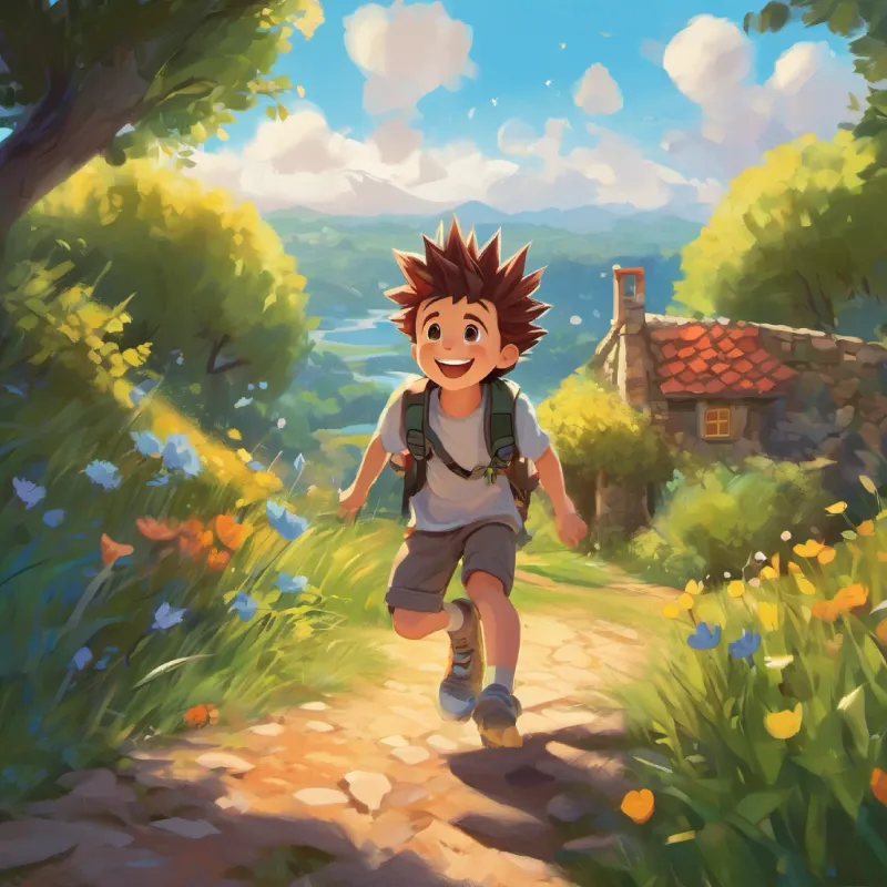 A spiky-haired, bright-smiled boy with love for games reconnects with real world, outdoor fun, completing responsibilities