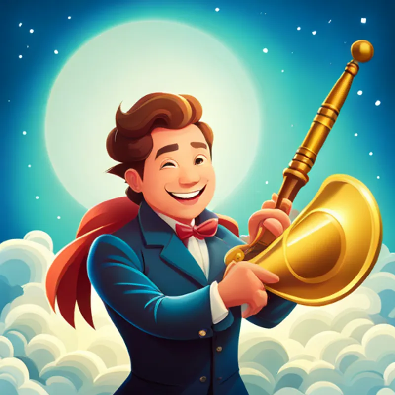 Horn Funding with a big smile, holding a magic wand