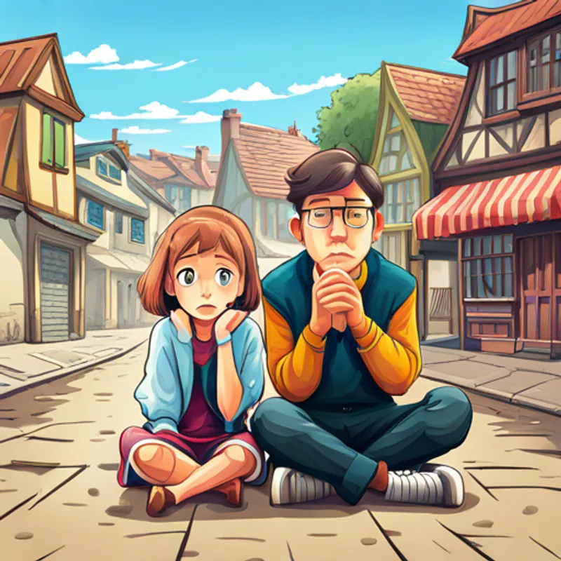 Mia and Tom looking sad while searching for houses