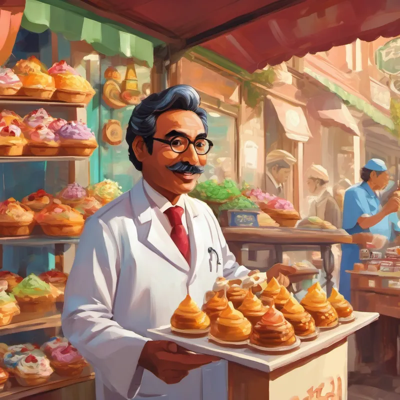 Dr Rahman selling pastries and ice cream