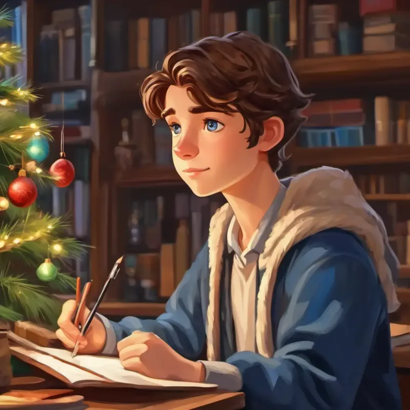 Young, determined college student with brown hair and blue eyes preparing for the filming day