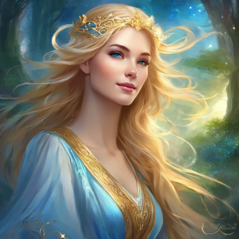 The resolution of the story, as Golden hair, blue eyes, kind-hearted's selfless act breaks the spell and restores happiness to the kingdom and the enchanted forest.