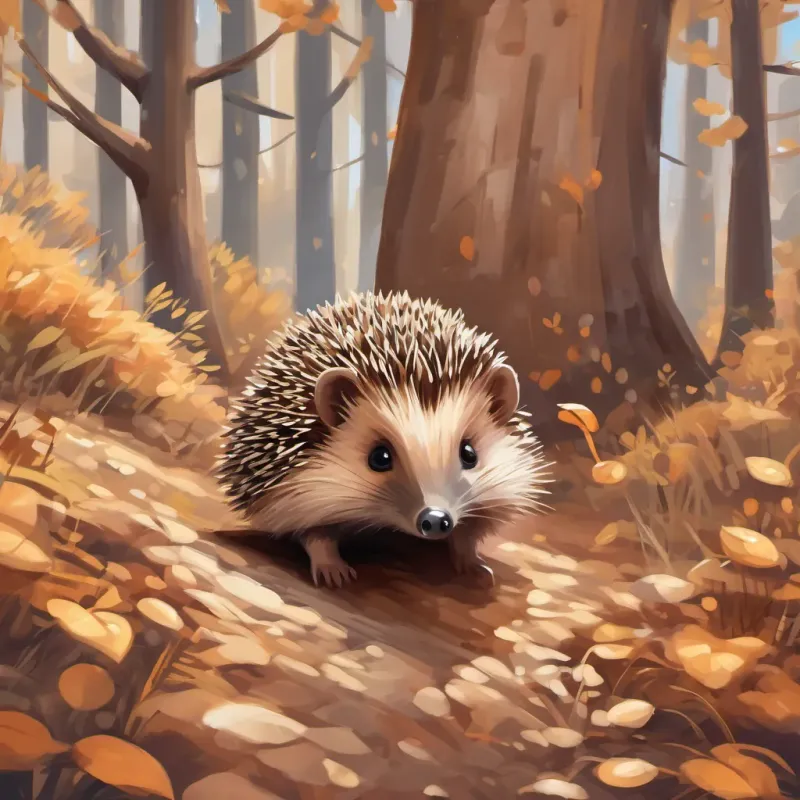 A small brown hedgehog with wide eyes hiccuping