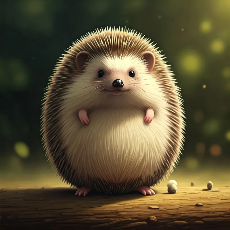 A hedgehog puffed up like a balloon with its cheeks puffed out