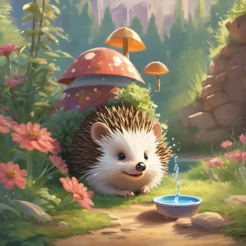 A hedgehog upside down, drinking water with its feet in the air