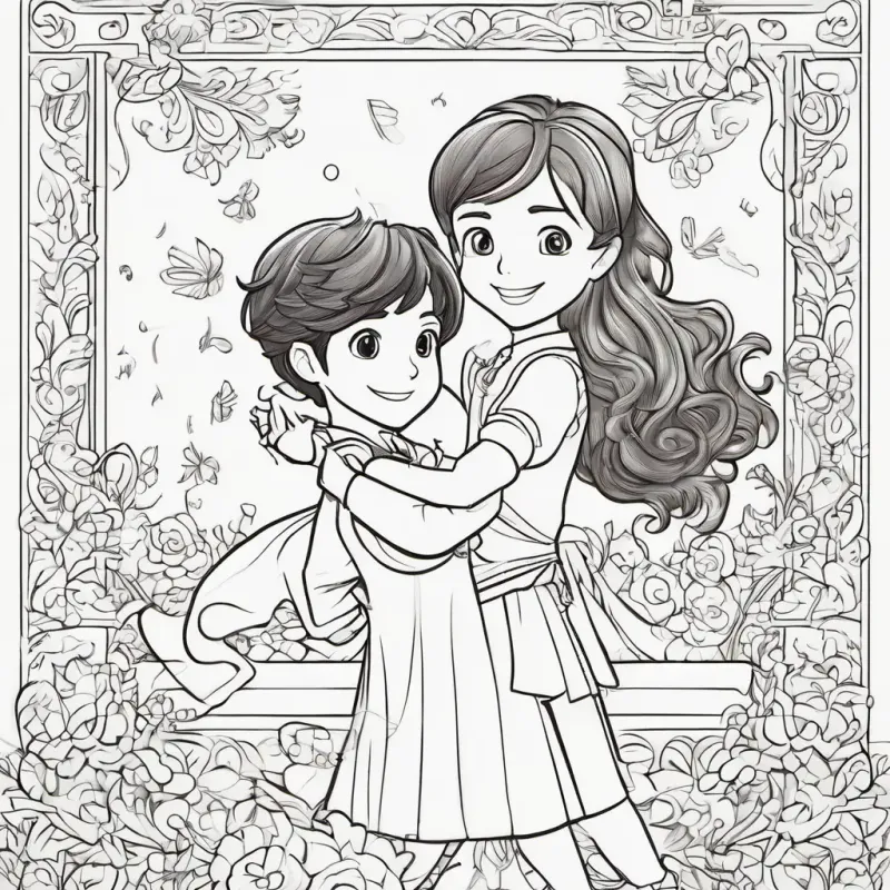 Miguel's sister, loves dancing, long hair, green eyes, cheerful receives the music box, dances, and thanks Inventive boy, short brown hair, bright brown eyes, always smiling with a hug.