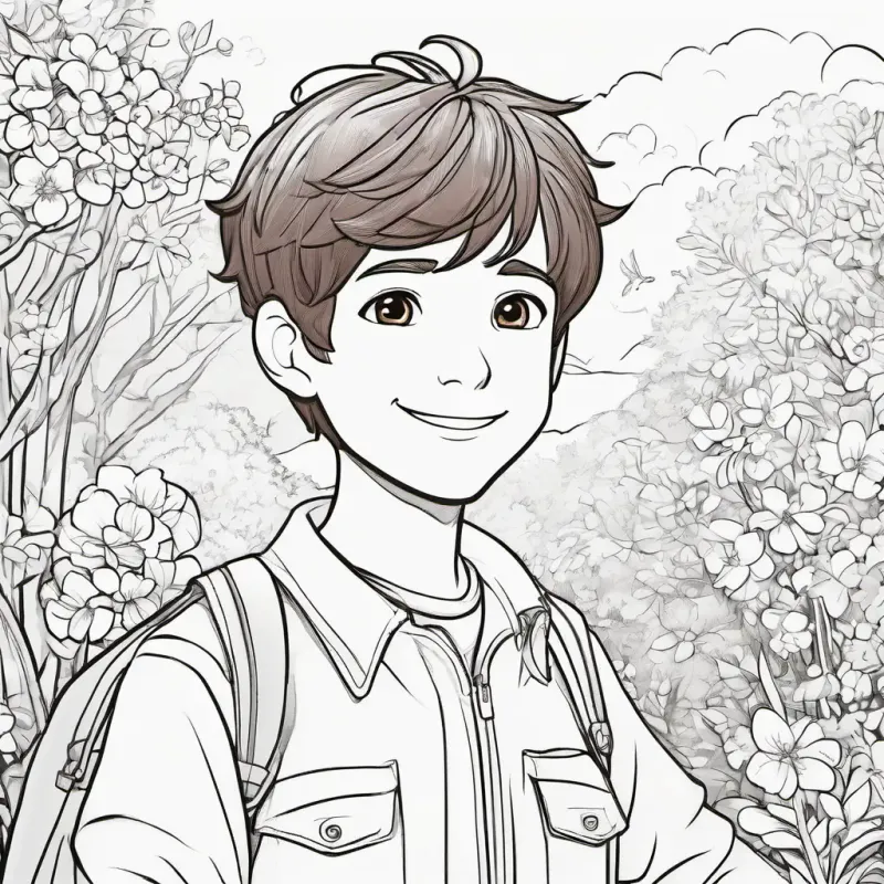 Inventive boy, short brown hair, bright brown eyes, always smiling works all night and successfully integrates the spring.