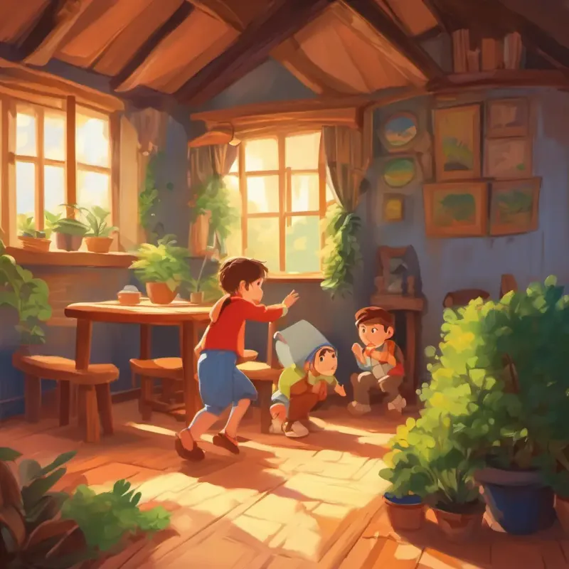 Hide and seek game, joyful playing.