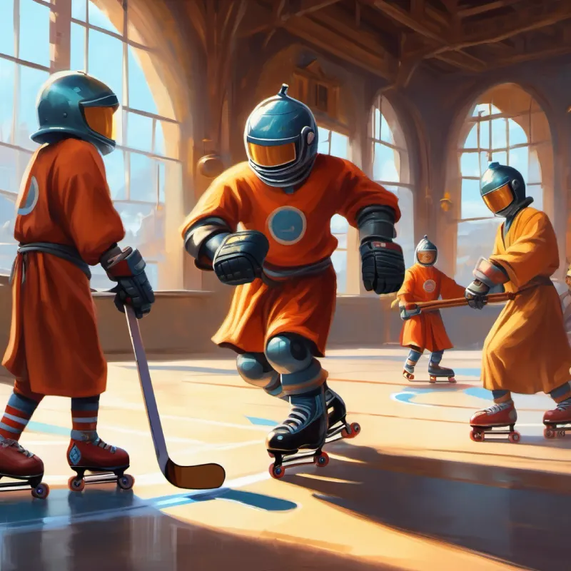 Zenbot learns to play hockey on roller skates with monks.