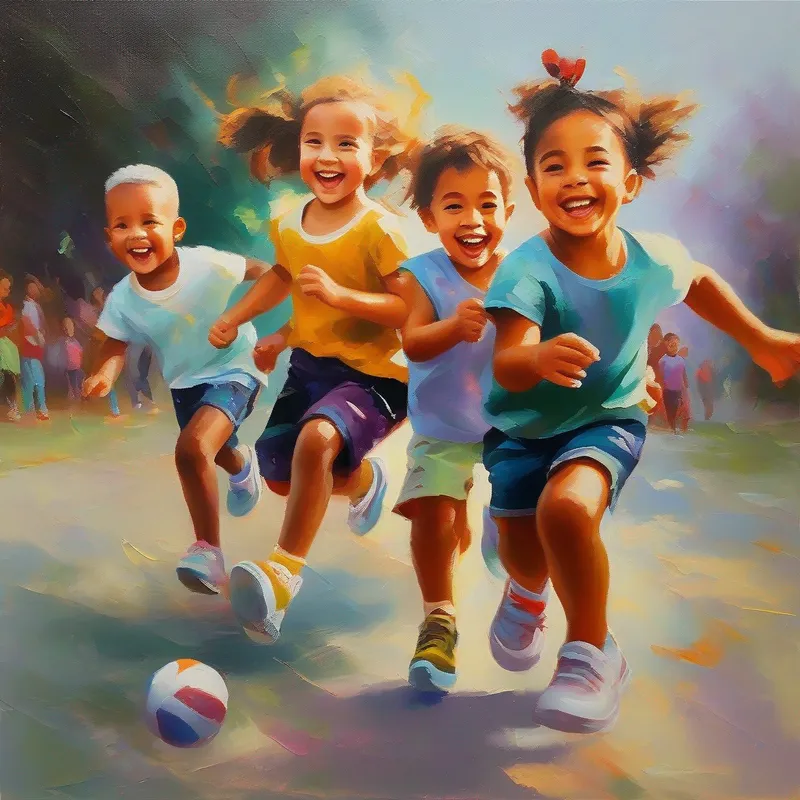 Friends celebrate, playing together happily, important life lesson.