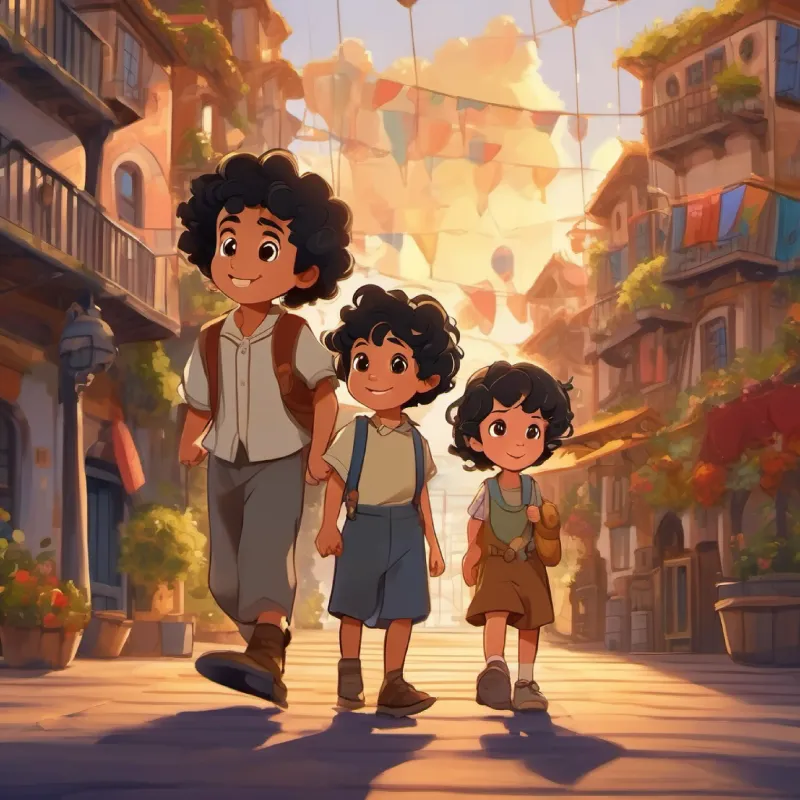 Five-year-old boy with curly black hair and brown eyes, loves adventure and Three-year-old girl with curly black hair and brown eyes, follows brother decide to explore the Port of Fun.