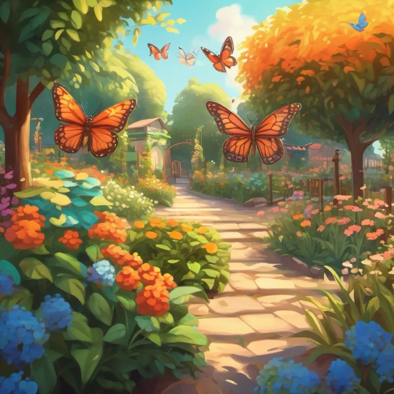 Discovering a butterfly garden at the Port of Fun.