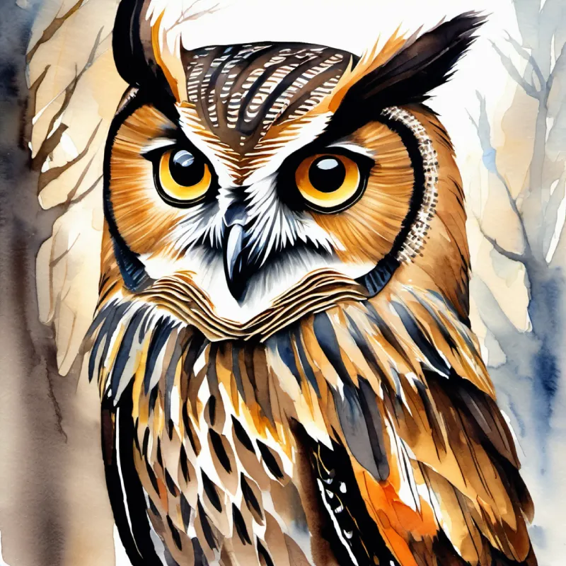 Meeting Wise owl, large eyes, brown feathers, assurance of safety