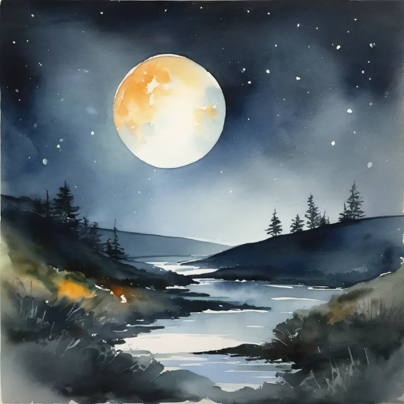 Introduction to Glowing moon, soft features, silvery light, concept of light in darkness