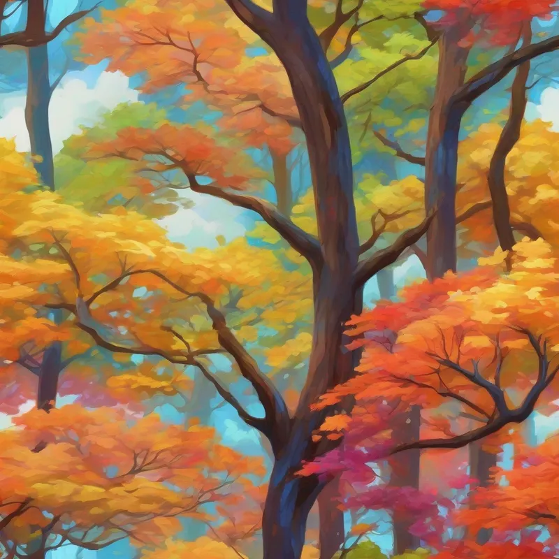 Colorful trees with rainbow-colored leaves