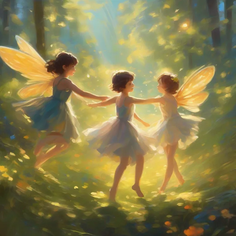 Glowing fairies dancing in the sunlight