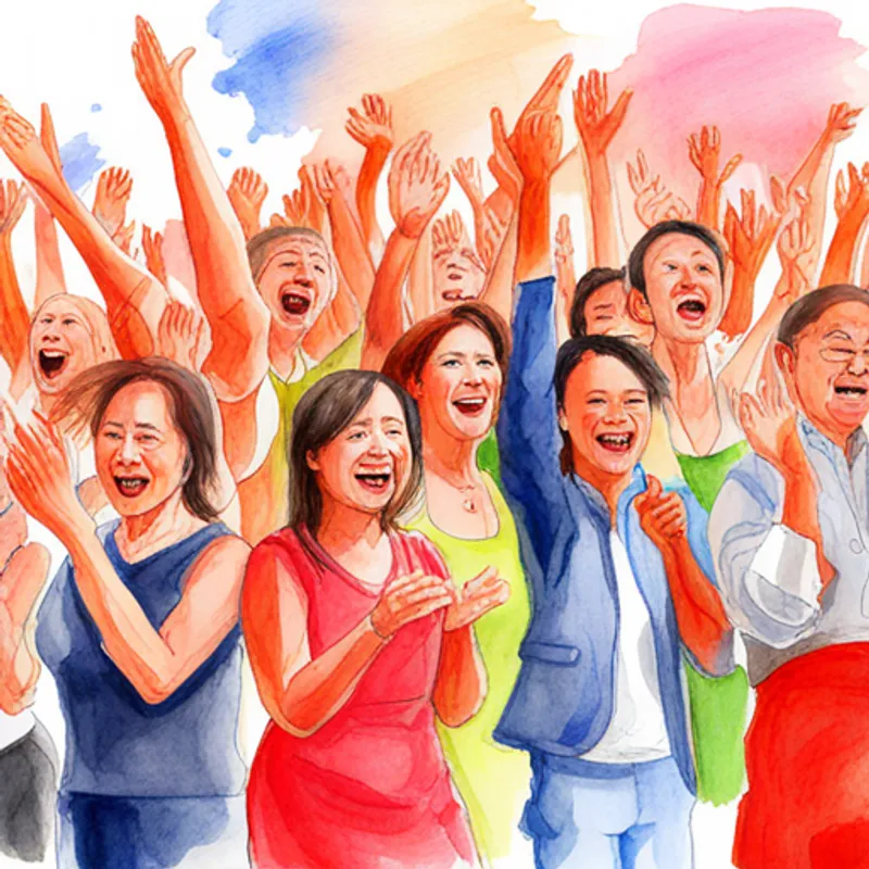 People celebrating and clapping