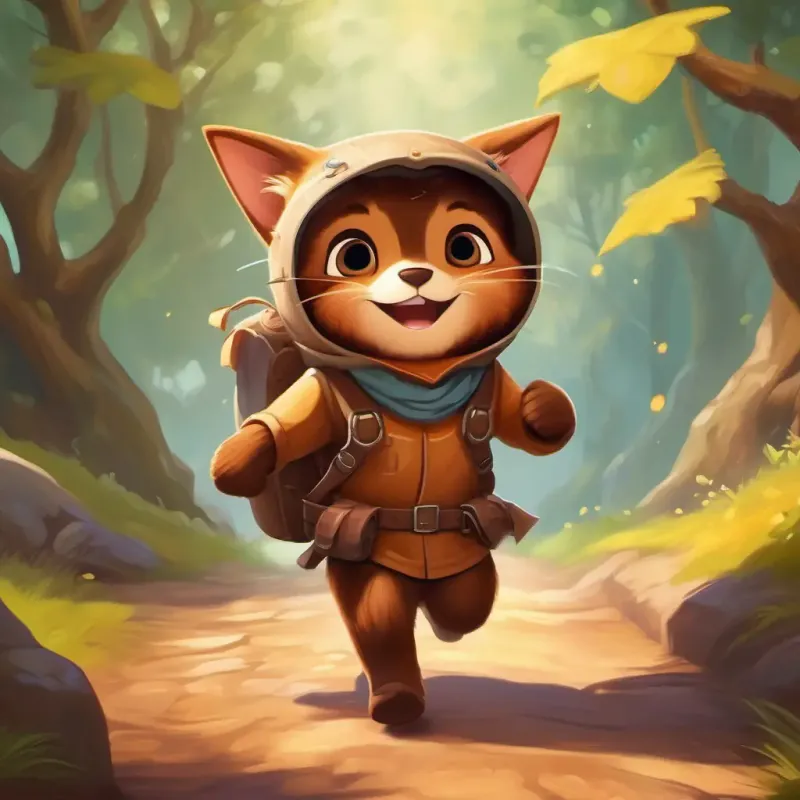 A cheerful, brown-colored little character with twinkling eyes, always ready for adventure's first encounters with obstacles and adversaries in his adventure