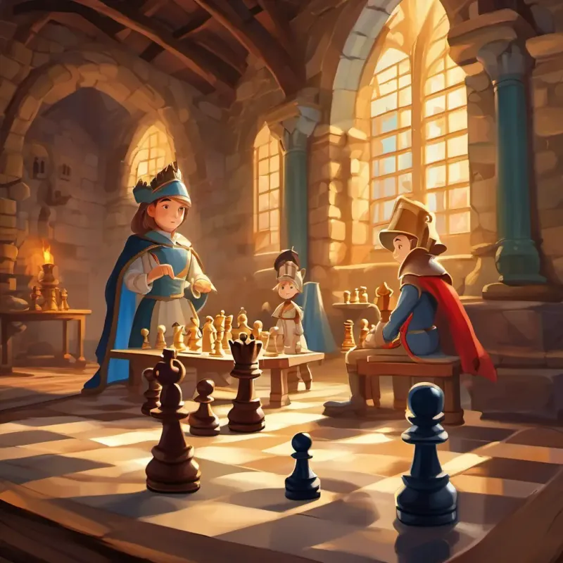 The chess characters teach Lily valuable lessons about strategy and bravery, a castle setting