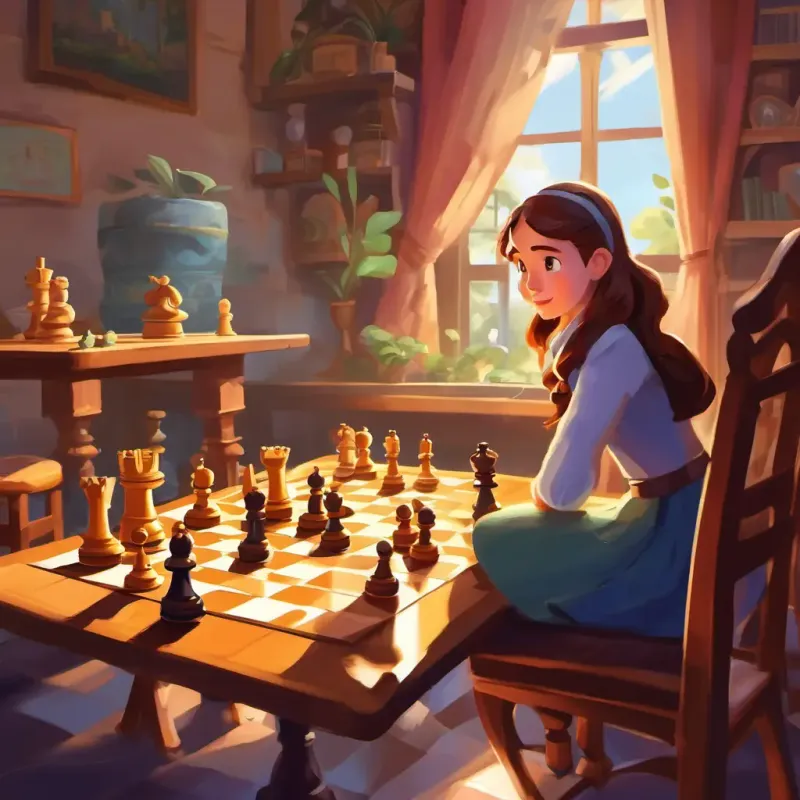 Lily becomes a skilled chess player and applies the lessons she learned, a tournament setting